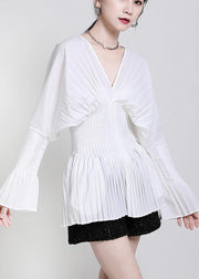 Modern White V Neck flare sleeve Top - bagstylebliss