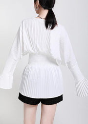 Modern White V Neck flare sleeve Top - bagstylebliss