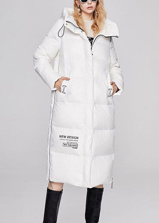 Modern White hooded drawstring fashion Winter Duck Down coat