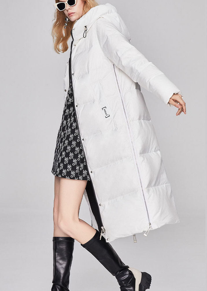 Modern White hooded drawstring fashion Winter Duck Down coat