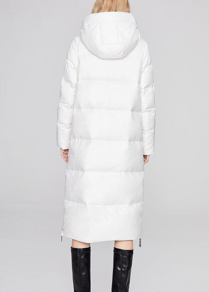 Modern White hooded drawstring fashion Winter Duck Down coat