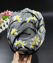 Modern Yellow Embroidered Tulle Hollow Out Baseball Cap Hat