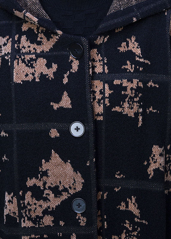 Moderne gelbe Jacquard-Knöpfe mit Kapuze Trenchcoats aus Velours Frühling