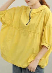 Modern Yellow hooded zippered Top Summer - bagstylebliss