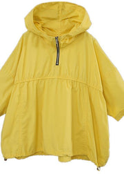 Modern Yellow hooded zippered Top Summer - bagstylebliss