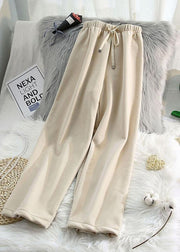 Modern beige wild pants unique spring elastic waist Inspiration chothes - bagstylebliss