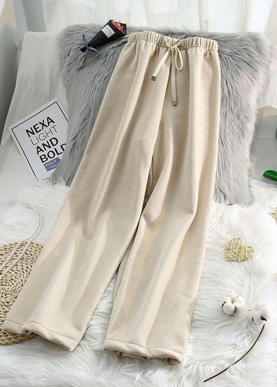 Modern beige wild pants unique spring elastic waist Inspiration chothes - bagstylebliss