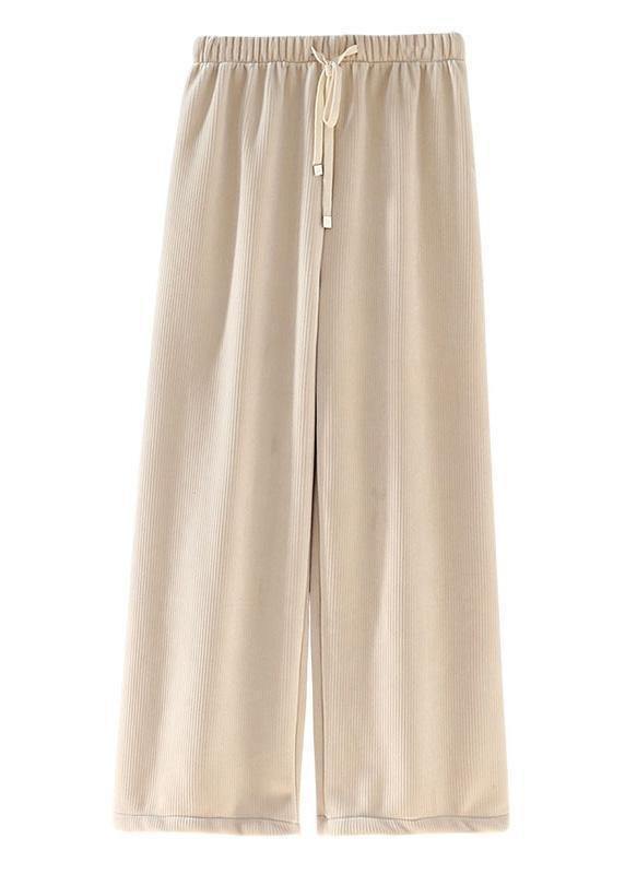 Modern beige wild pants unique spring elastic waist Inspiration chothes - bagstylebliss