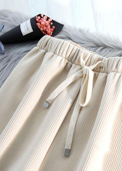 Modern beige wild pants unique spring elastic waist Inspiration chothes - bagstylebliss