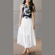 Modern big hem chiffon dresses Fabrics white Dress summer - bagstylebliss