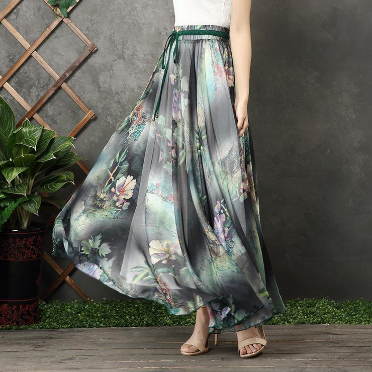 Modern big hem chiffon quilting clothes design black prints A Line Dresses summer - bagstylebliss