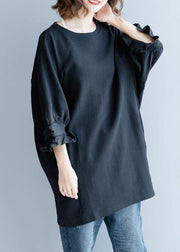 Modern black Cotton Tunic lantern sleeve daily fall Dress - bagstylebliss