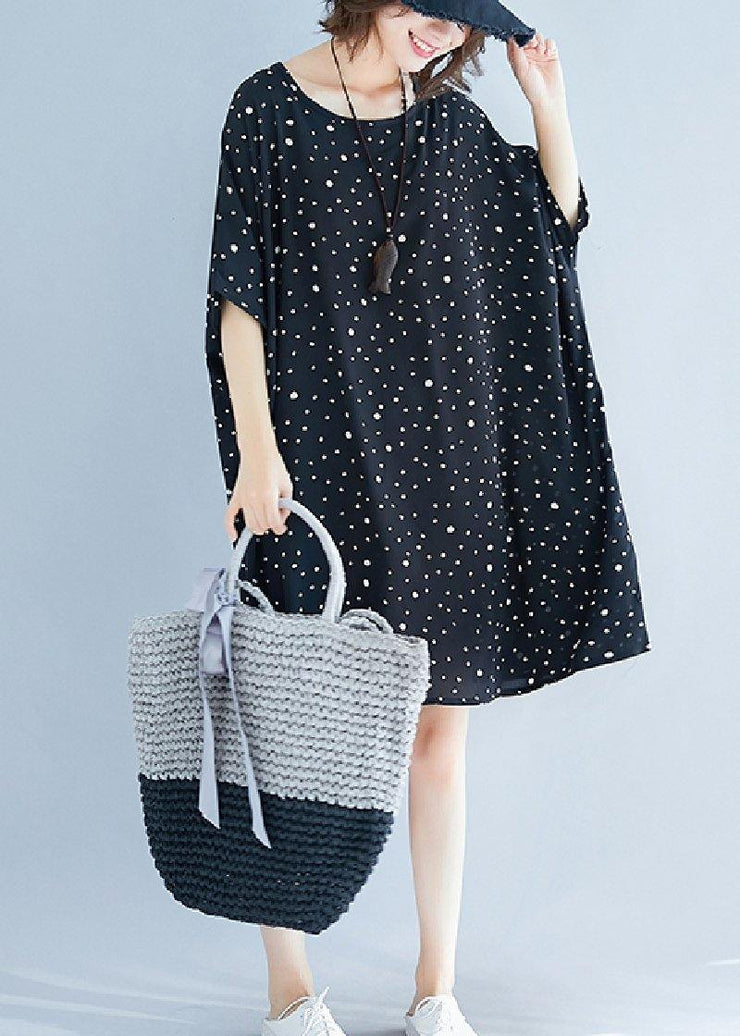 Modern black Cotton dresses dotted short summer Dresses - bagstylebliss
