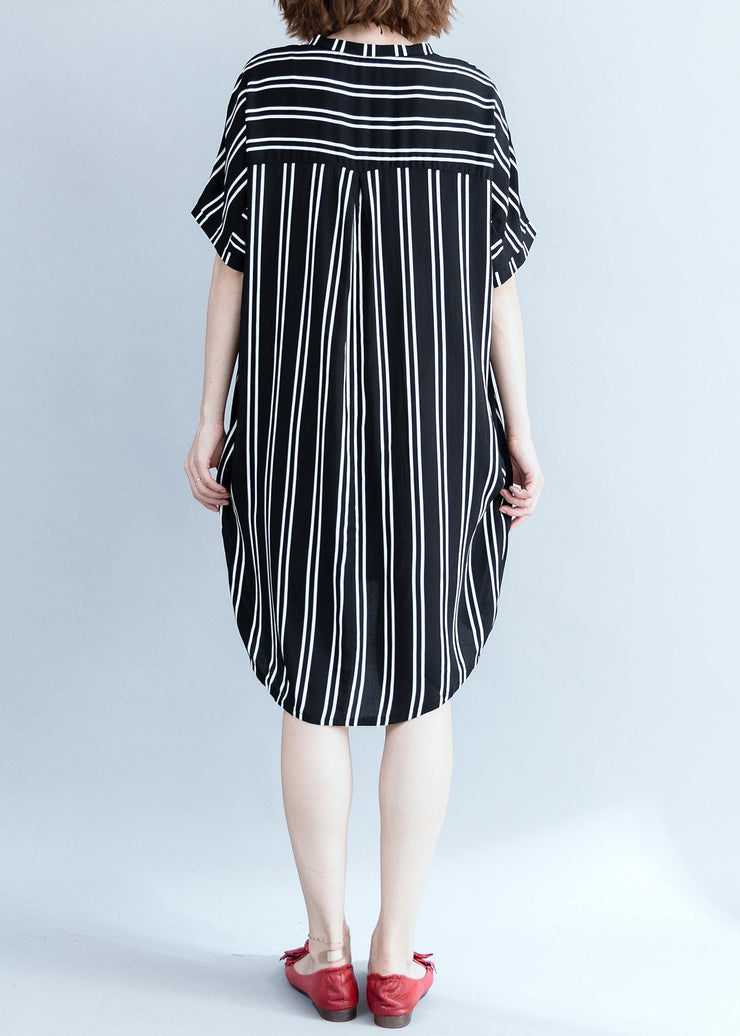 Modern black Wardrobes striped Plus Size summer shirt Dress - bagstylebliss