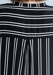 Modern black Wardrobes striped Plus Size summer shirt Dress - bagstylebliss