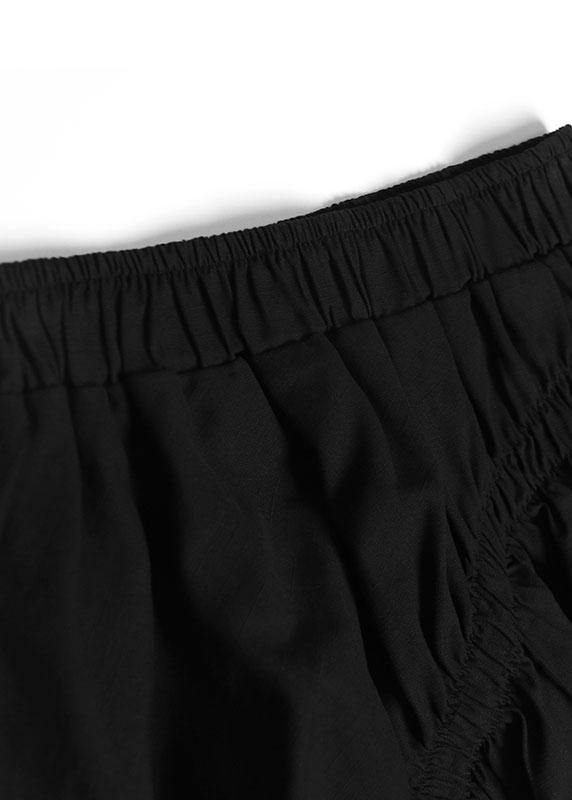 Modern black cotton linen asymmetric Ruffles fall skirt - bagstylebliss