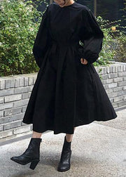 Modern black cotton quilting clothes o neck Batwing Sleeve Kaftan spring Dresses - bagstylebliss