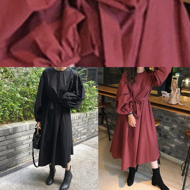 Modern black cotton quilting clothes o neck Batwing Sleeve Kaftan spring Dresses - bagstylebliss