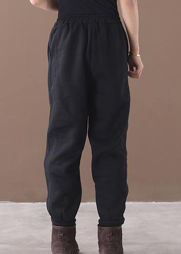 Modern black pants stylish thick elastic waist Sewing casual trousers - bagstylebliss