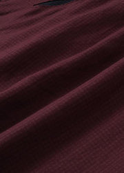 Modern burgundy linen Wardrobes lapel pockets Maxi fall Dresses - bagstylebliss