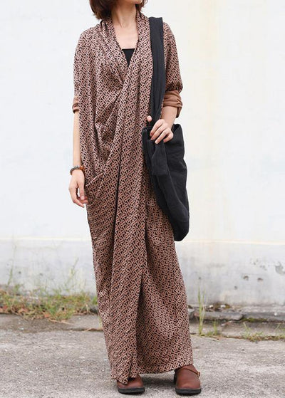 Modern chocolate print dresses asymmetric v neck Plus Size Dress - bagstylebliss