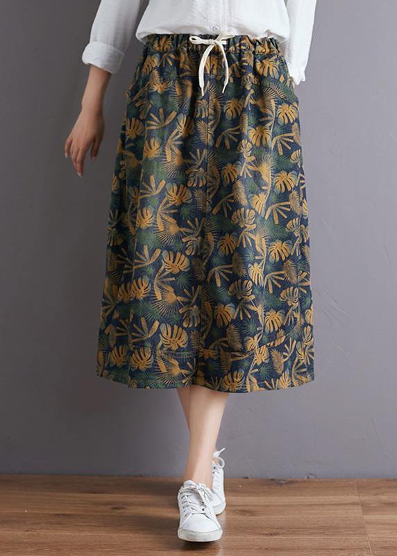 Modern elastic waist pockets cotton skirt Tutorials floral Art skirt fall - bagstylebliss