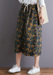 Modern elastic waist pockets cotton skirt Tutorials floral Art skirt fall - bagstylebliss