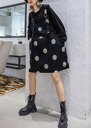 Modern false two pieces Cotton outfit Tutorials black Dress fall - bagstylebliss