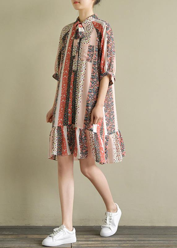 Modern floral chiffon outfit 2019 Fabrics half sleeve lapel Kaftan Summer Dresses - bagstylebliss