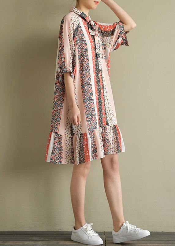 Modern floral chiffon outfit 2019 Fabrics half sleeve lapel Kaftan Summer Dresses - bagstylebliss