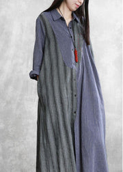 Modern gray striped Fashion clothes Outfits lapel asymmetric outwear - bagstylebliss