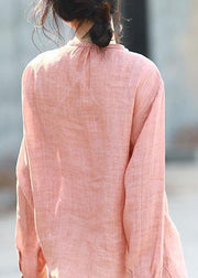 Modern half sleeve pink linen Blouse summer shirt - bagstylebliss