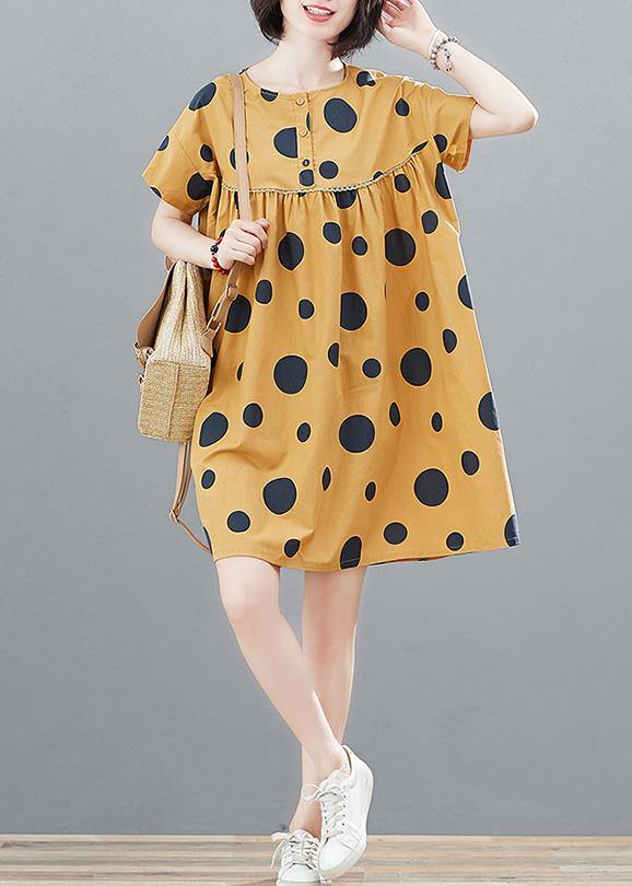 Modern high waist cotton summerclothes Fabrics yellow dotted tops - bagstylebliss