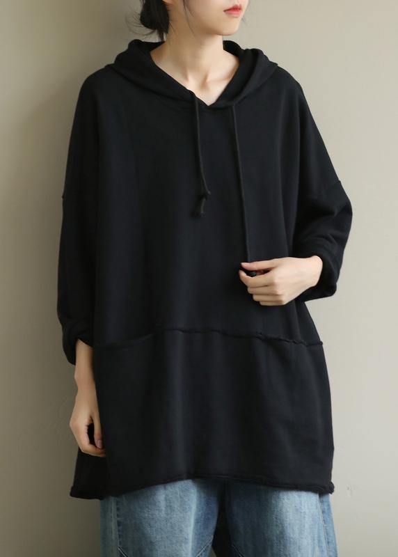 Modern hooded drawstring fall shirts Christmas Gifts black shirts - bagstylebliss