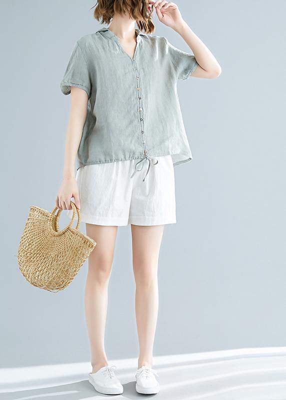 Modern hooded linen shirts women Fitted Sewing light green Dresses top Summer - bagstylebliss