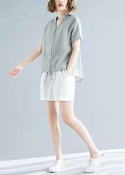 Modern hooded linen shirts women Fitted Sewing light green Dresses top Summer - bagstylebliss