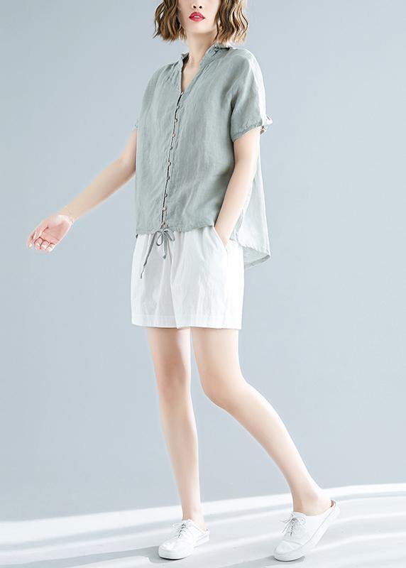 Modern hooded linen shirts women Fitted Sewing light green Dresses top Summer - bagstylebliss