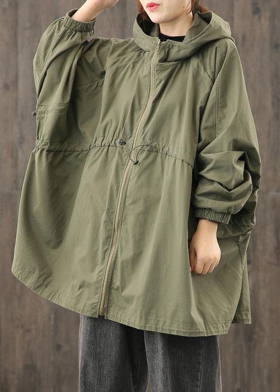 Modern hooded zippered clothes For Women Shape army green Coats Outwear - bagstylebliss