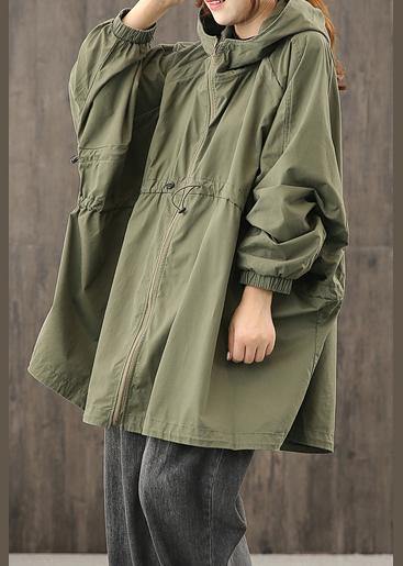 Modern hooded zippered clothes For Women Shape army green Coats Outwear - bagstylebliss