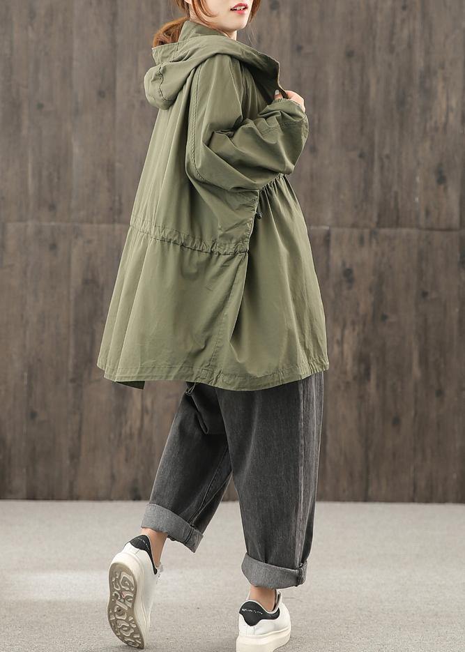 Modern hooded zippered clothes For Women Shape army green Coats Outwear - bagstylebliss