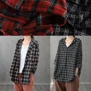 Modern lapel Button Down fall Tunic Christmas Gifts red plaid shirt - bagstylebliss