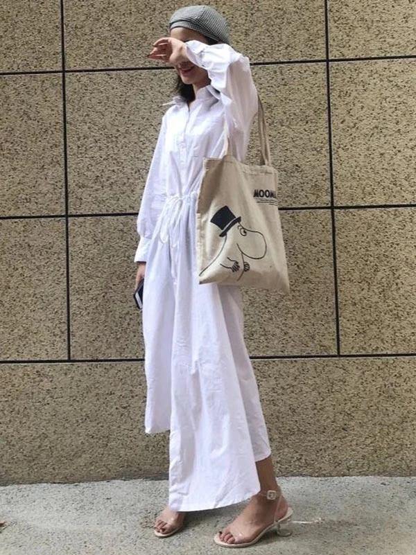 Modern lapel asymmetric cotton Tunic pattern white long shirt Dresses - bagstylebliss