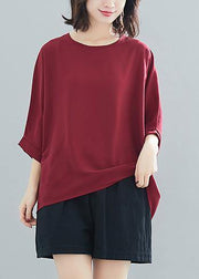 Modern o neck Batwing Sleeve chiffon For Women boutique Wardrobes burgundy Love tops Summer - bagstylebliss