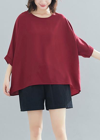 Modern o neck Batwing Sleeve chiffon For Women boutique Wardrobes burgundy Love tops Summer - bagstylebliss