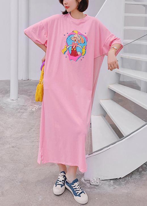 Modern o neck quilting clothes Outfits pink Cartoon anime print long Dresses - bagstylebliss