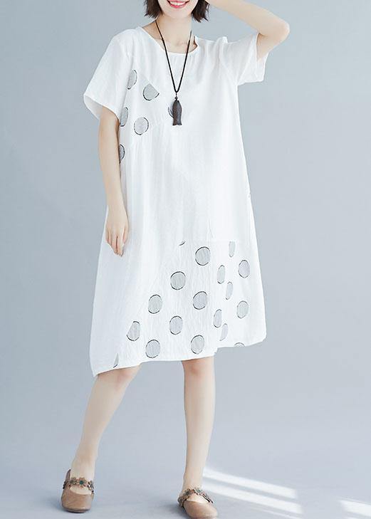 Modern patchwork Cotton tunics for women Tunic Tops white Dresses summer - bagstylebliss