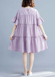 Modern purple Cotton quilting dresses o neck patchwork oversized summer Dresses - bagstylebliss