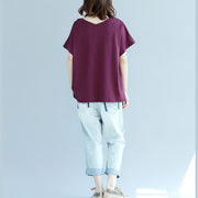 Modern purple red cotton clothes For Women 2024 Inspiration v neck Batwing Sleeve Dresses blouse