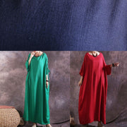 Modern red cotton clothes For Women Batwing Sleeve loose summer Dresses - bagstylebliss