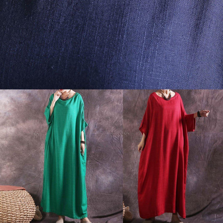 Modern red cotton clothes For Women Batwing Sleeve loose summer Dresses - bagstylebliss